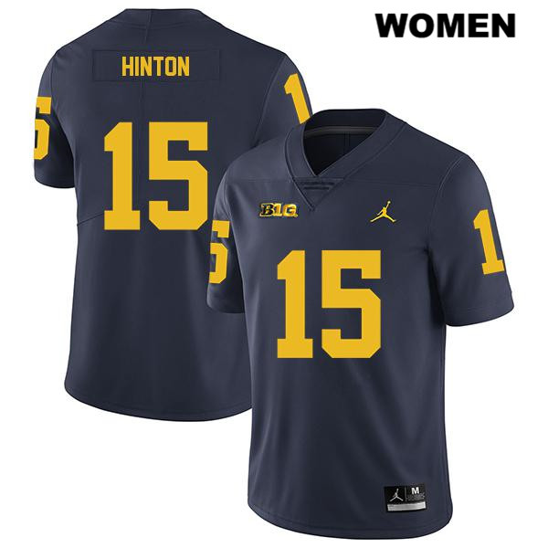 Women's NCAA Michigan Wolverines Christopher Hinton #15 Navy Jordan Brand Authentic Stitched Legend Football College Jersey DT25U44RH